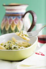 pasta, penne with oil zucchini and parmesan cheese