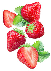 Strawberries on the white background.