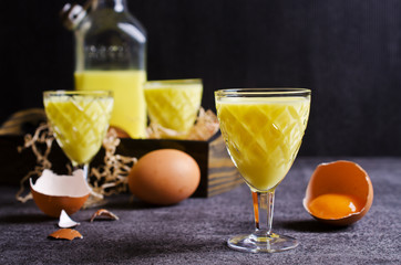 Yellow liquid in a glass