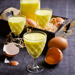 Yellow liquid in a glass