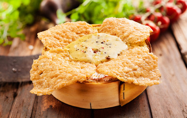 Crispy fried or roasted camembert oven cheese dip