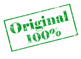 Original 100% on green grunge rubber stamp