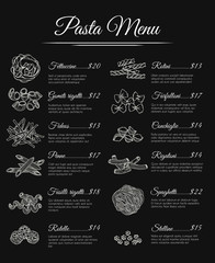 Hand drawn pasta menu