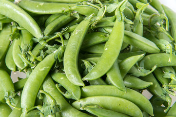 Sugar snap peas in isolated white background