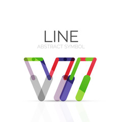 Linear abstract logo, connected multicolored segments of lines geometrical figure