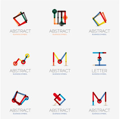 Set of linear abstract geometrical icons and logos