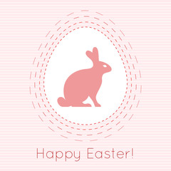 Happy easter bunny and easter egg. Vector card design.