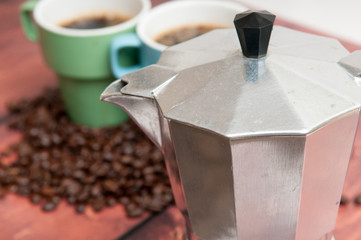 espresso maker with cups