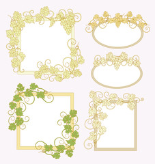 Background for text with vines and bunches of grapes.