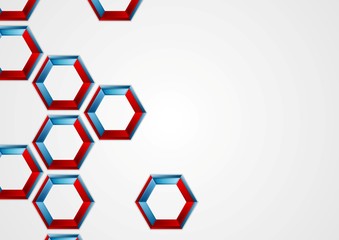 Abstract blue red hexagons corporate background