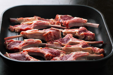 Raw fresh lamb meat with spices