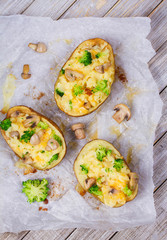Broccoli, Cheese and Mushroom Potato Boats