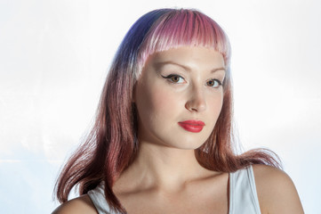 young lady with colorful hair