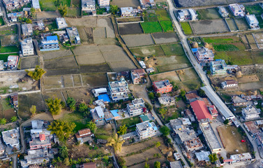 Suburbs of Pokhara aerial view