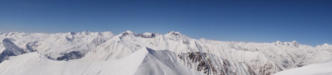 Fototapeta na wymiar Panorama Caucasus Mountains in the snow