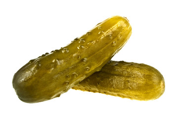 Marinated pickled cucumber isolated on white background