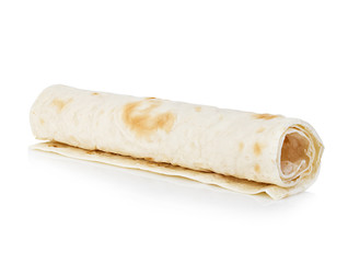 Tortillas close-up isolated on a white background. Lavash.