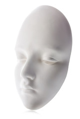 White mask close-up isolated on white background.