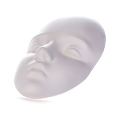 White mask close-up isolated on white background.