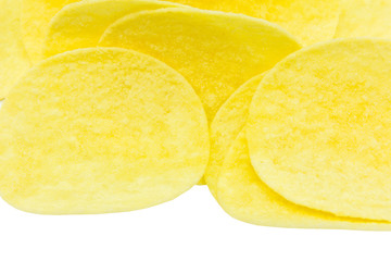 Potato chips on a white background