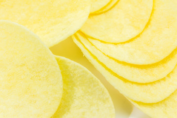 Potato chips on a white background