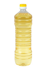 Sunflower oil in plastic bottle isolated on white