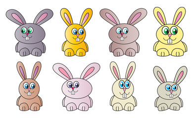 Funny Easter bunny vector symbol , icon  design. Spring illustration isolated on white background.