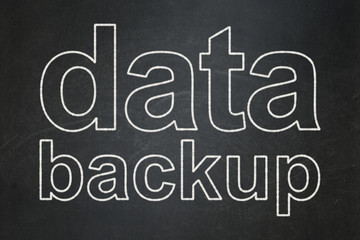 Information concept: Data Backup on chalkboard background