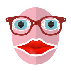 Abstract Funky Face with Big Mouth and Glasses