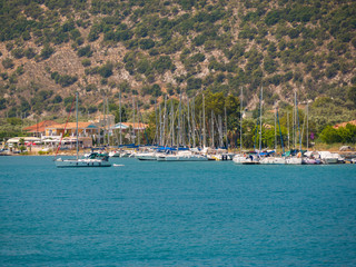 Fototapeta na wymiar sail boats in a greek island