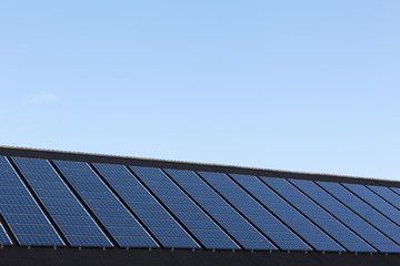 Close up of solar panels on family houses producing alternative