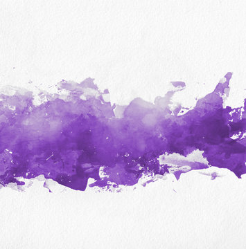 Purple watercolor paint banner with brushstrokes