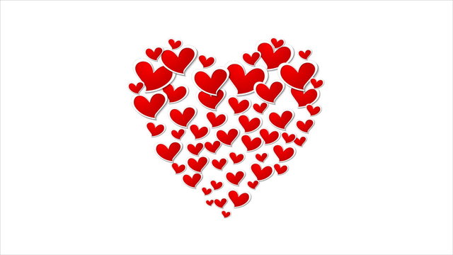 Abstract big heart from small hearts motion graphic design. Video animation Valentine Day HD 1920x1080
