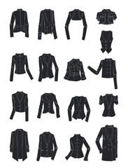 Stylized silhouettes of women's jackets