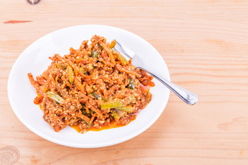 Pickled vegetables or acar, a spicy side dish popular in Malaysia  and certain parts of Asia 