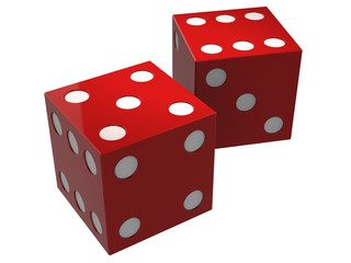 3D dice allocated on a white background