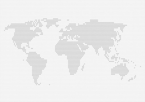 世界地図のイラスト: グレードット柄