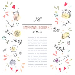 Hand drawn vintage floral elements. 