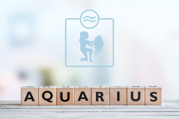 Aquarius star sign on a table