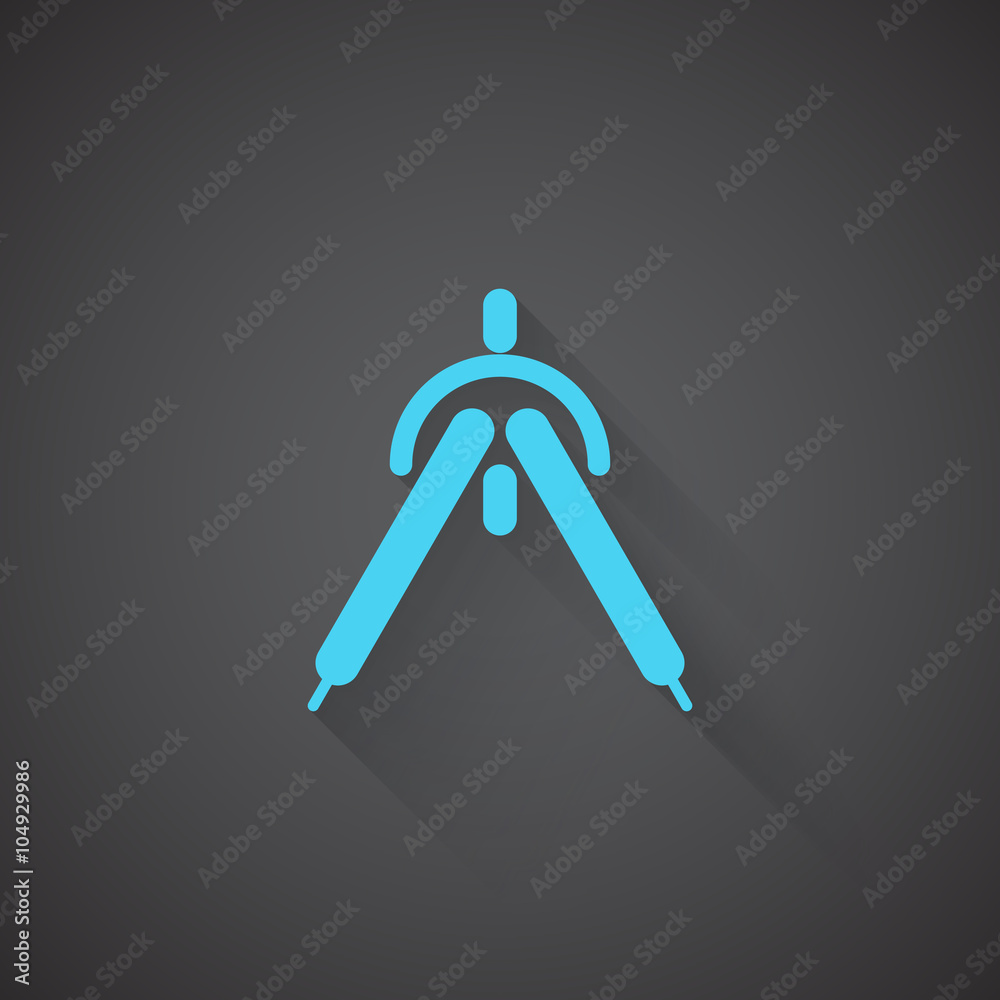 Wall mural flat drafting compass web app icon on dark background