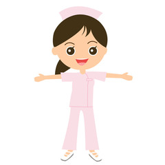 両手を広げる看護師