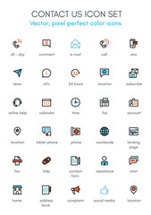 Contact us theme line icon set.