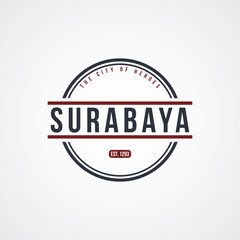 Obraz premium surabaya badge indonesia label theme