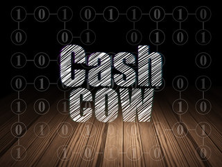 Finance concept: Cash Cow in grunge dark room