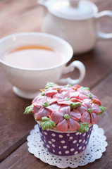 home made sponge cupcakes with flowers buttercream frosting