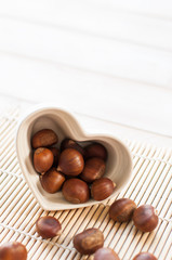 Many chestnut on the table