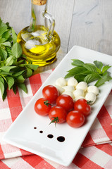 Caprese salad in shape of Italian flag
