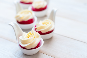 Red velvet cake with tea