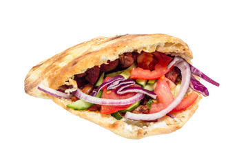 Donner style kebab isolated on white.