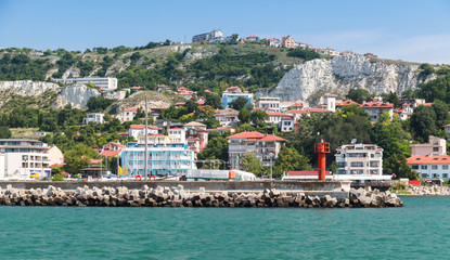 Fototapeta na wymiar Balchik resort town. Entrance to the port